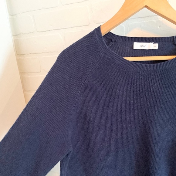 Revolve x Onia Men’s Knit Sweater Cotton/Cashmere blend Elbow patches Blue S - Picture 9 of 15